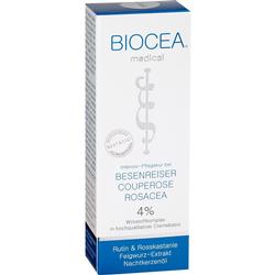 Verpackung einer Creme gegen Besenreiser, Couperose und Rosacea.