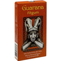 Rote Packung mit Guarana-Kaugummi, darauf ein Inka-Kopf.